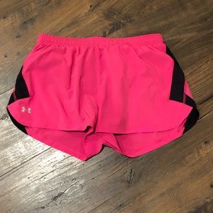Under Armour hot pink/black lined shorts